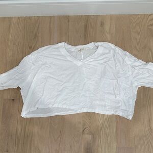 We The Free White V-Neck Cropped Tee